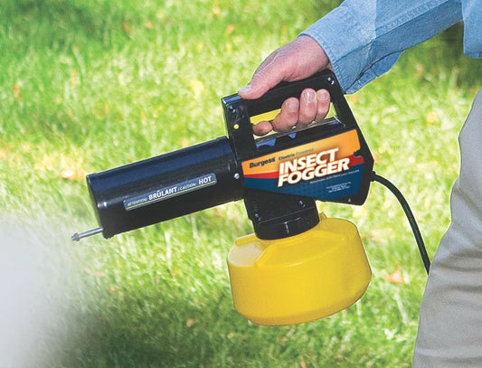 Burgess electric insect fogger in use on a lawn