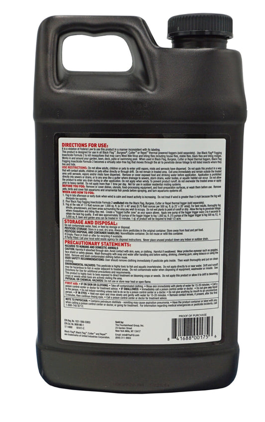 Black Flag 64 oz fogging insecticide, back label with directions, 190256
