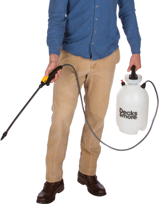 Decks & More 2 Gallon sprayer carried by user