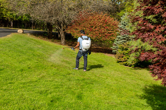 Roundup Pro 4 Gallon battery backpack in residential use