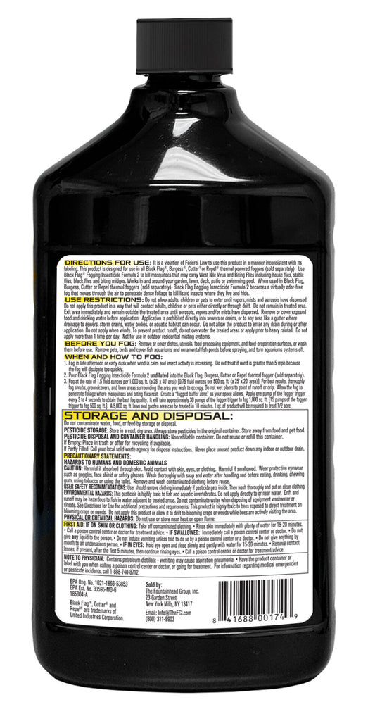 Black Flag 32 oz fogging insecticide, back label with directions, 190255
