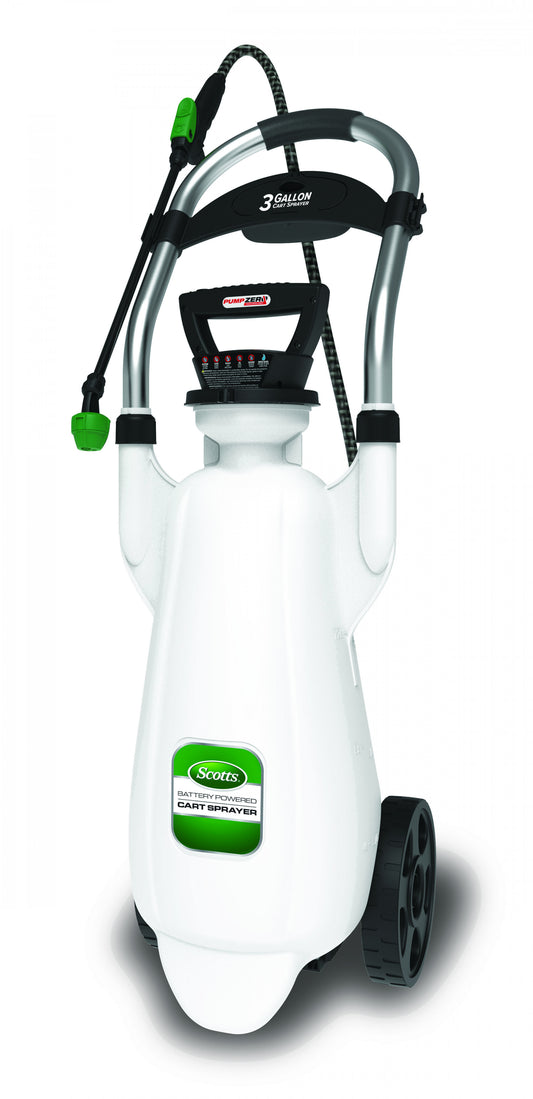 Scotts® 3 Gallon Lithium-ion Powered Pump Zero Wheeled Cart Sprayer  Model 190617