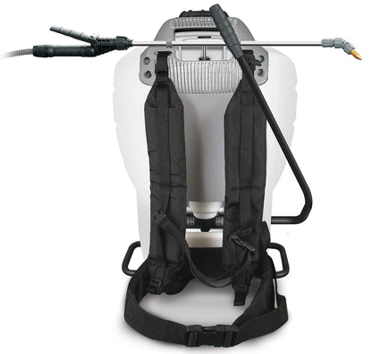 Smith Multi-Use 4 Gallon Backpack Sprayer, back view with padded harness and waist belt, Model 190670