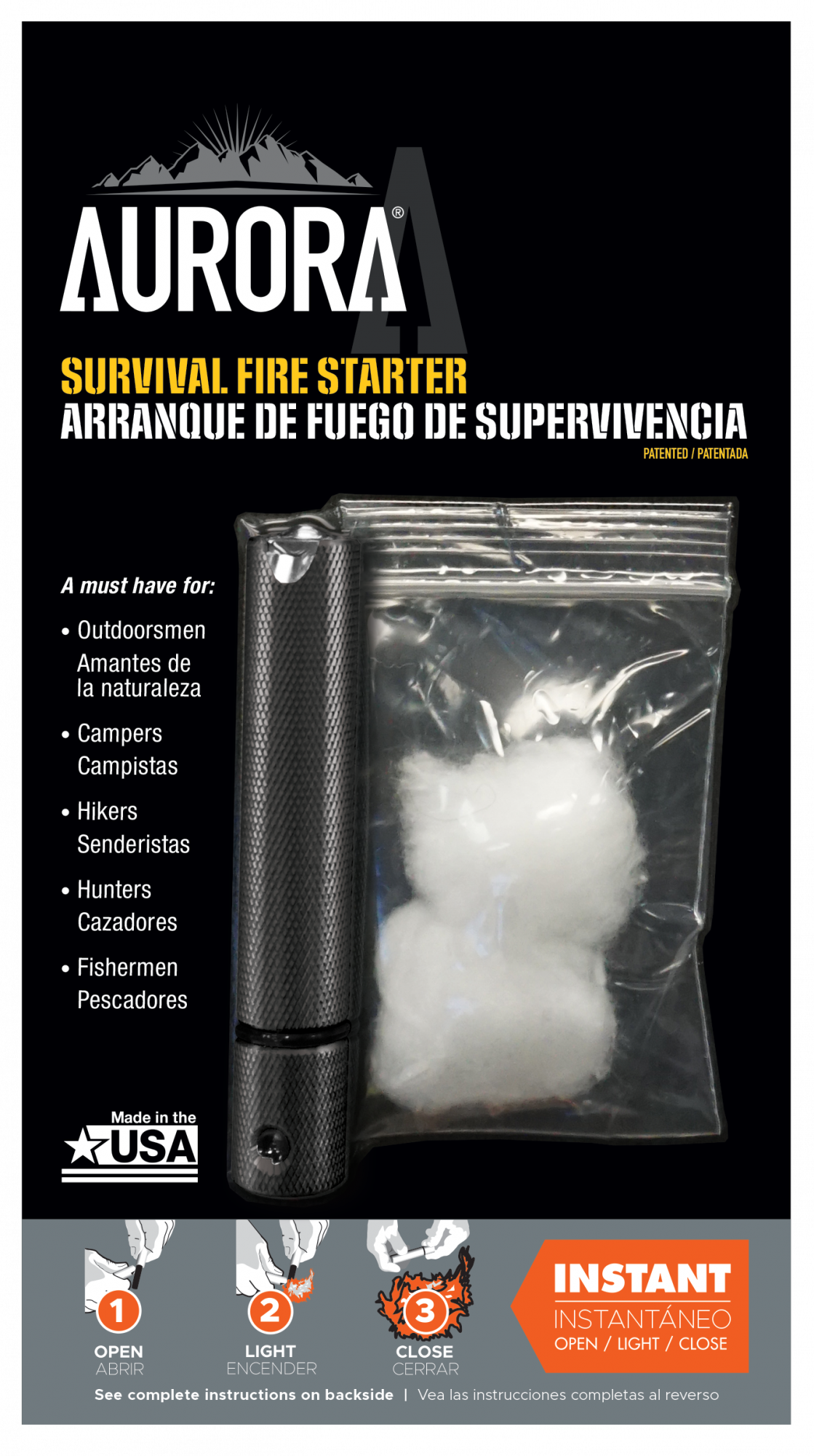 Aurora Survival Fire Starter  Black  Model# 190736